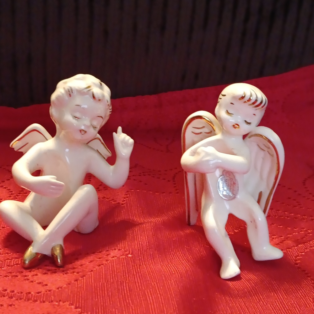1957 National Potteries Co Christmas Angel Taper Candle Climber Hugger J…
